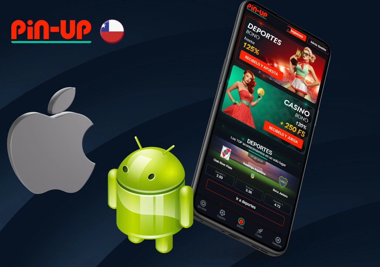 Página de inicio del casino e iconos para iOS y Android